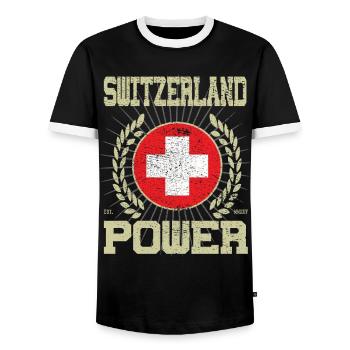Design Cool Suisse - T-shirt contrasté Homme - noir/blanc - Devant - AI Model Female 172 light (172cm) & AI Model Male 178 light (178cm)