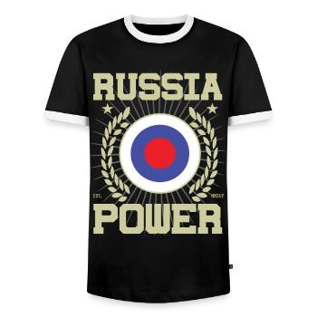 Design Cool Russie - T-shirt contrasté Homme - noir/blanc - Devant - AI Model Female 172 light (172cm) & AI Model Male 178 light (178cm)