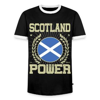 Cool Scotland Design - T-shirt contrasté Homme - noir/blanc - Devant - AI Model Female 172 light (172cm) & AI Model Male 178 light (178cm)