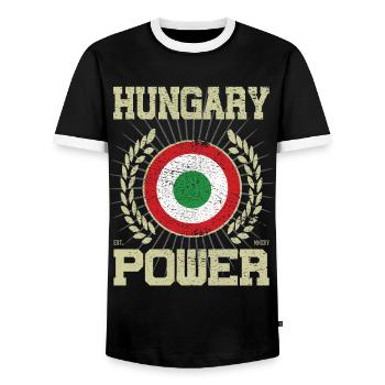 Cooles Ungarn, Design - Männer Kontrast-T-Shirt - Schwarz/Weiß - Vorne - AI Model Female 172 light (172cm) & AI Model Male 178 light (178cm)