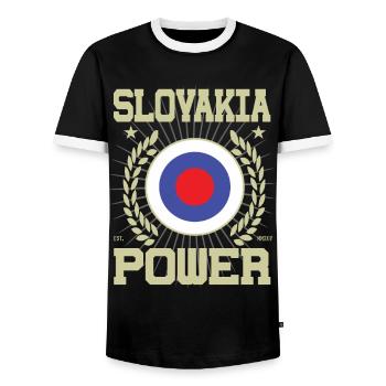 Design slovaque cool - T-shirt contrasté Homme - noir/blanc - Devant - AI Model Female 172 light (172cm) & AI Model Male 178 light (178cm)