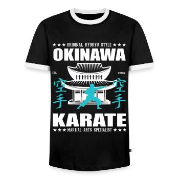 conception d’arts martiaux Karate-Do cool avec kanji - T-shirt contrasté Homme - noir/blanc - Devant - AI Model Female 172 light (172cm) & AI Model Male 178 light (178cm)