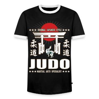 conception d’arts martiaux de judo cool avec kanji - T-shirt contrasté Homme - noir/blanc - Devant - AI Model Female 172 light (172cm) & AI Model Male 178 light (178cm)