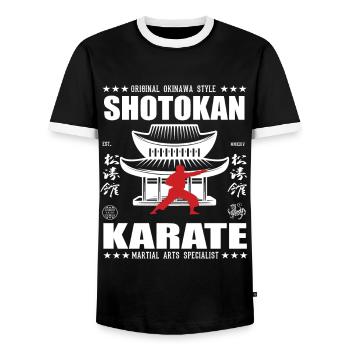 coole Shotkan Kampfsport Design mit Kanji - Männer Kontrast-T-Shirt - Schwarz/Weiß - Vorne - AI Model Female 172 light (172cm) & AI Model Male 178 light (178cm)