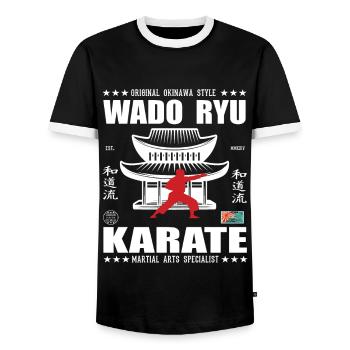 Conception d’arts martiaux Wado-Ryu cool avec kanji - T-shirt contrasté Homme - noir/blanc - Devant - AI Model Female 172 light (172cm) & AI Model Male 178 light (178cm)