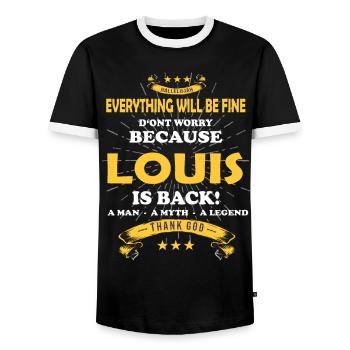 Everything will be fine Louis Is back - Men's Ringer Shirt - black/white - Front - AI Model Female 172 light (172cm) & AI Model Male 178 light (178cm)