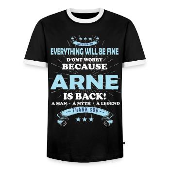 Everything will be fine Arne Is back - Men's Ringer Shirt - black/white - Front - AI Model Female 172 light (172cm) & AI Model Male 178 light (178cm)