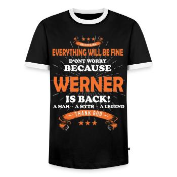 Everything will be fine Werner Is back - Men's Ringer Shirt - black/white - Front - AI Model Female 172 light (172cm) & AI Model Male 178 light (178cm)