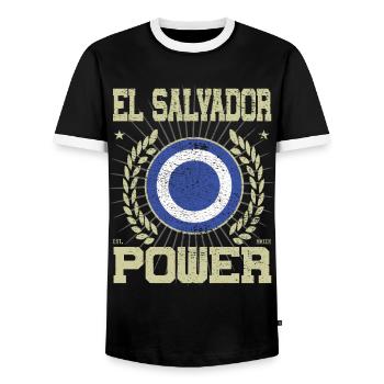 Cool El Salvador Design - Men's Ringer Shirt - black/white - Front - AI Model Female 172 light (172cm) & AI Model Male 178 light (178cm)