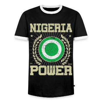 Cool Nigeria Design - T-shirt contrasté Homme - noir/blanc - Devant - AI Model Female 172 light (172cm) & AI Model Male 178 light (178cm)