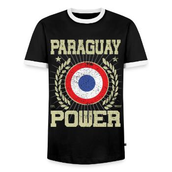 Cool Paraguay Design - T-shirt contrasté Homme - noir/blanc - Devant - AI Model Female 172 light (172cm) & AI Model Male 178 light (178cm)