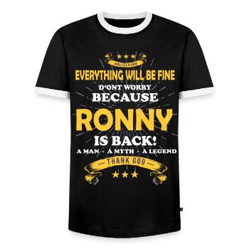 Everything will be fine Ronny Is back - Men's Ringer Shirt - black/white - Front - AI Model Female 172 light (172cm) & AI Model Male 178 light (178cm)