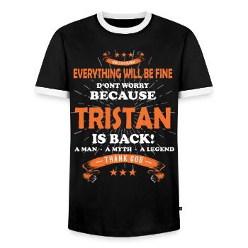 Everything will be fine Tristan Is back - Men's Ringer Shirt - black/white - Front - AI Model Female 172 light (172cm) & AI Model Male 178 light (178cm)