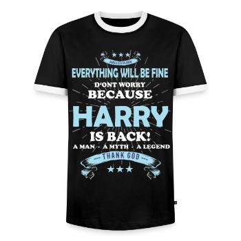 Everything will be fine Harry Is back - Men's Ringer Shirt - black/white - Front - AI Model Female 172 light (172cm) & AI Model Male 178 light (178cm)