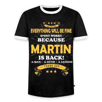 Tout ira bien Martin est de retour - T-shirt contrasté Homme - noir/blanc - Devant - AI Model Female 172 light (172cm) & AI Model Male 178 light (178cm)