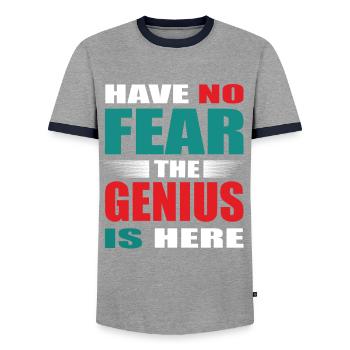 Have no Fear the Genie is here Outfit - Männer Kontrast-T-Shirt - Grau/Navy  - Vorne - AI Model Female 172 light (172cm) & AI Model Male 178 light (178cm)