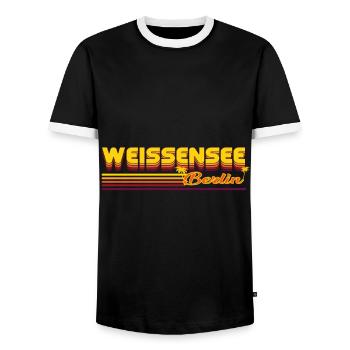 cool Weissensee Berlin district design - Men's Ringer Shirt - black/white - Front - AI Model Female 172 light (172cm) & AI Model Male 178 light (178cm)