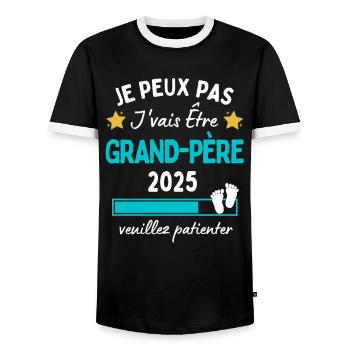 Je peux pas j'vais être Grand-père 2025 Futur Papy - T-shirt contrasté Homme - noir/blanc - Devant - AI Model Female 172 light (172cm) & AI Model Male 178 light (178cm)