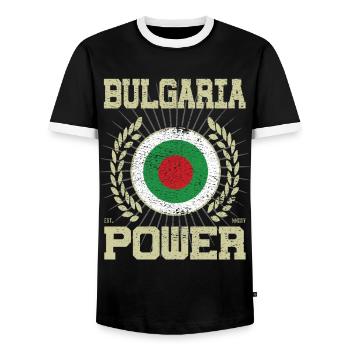 Cool Bulgarie, Design - T-shirt contrasté Homme - noir/blanc - Devant - AI Model Female 172 light (172cm) & AI Model Male 178 light (178cm)