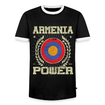 Cool Arménie, Design - T-shirt contrasté Homme - noir/blanc - Devant - AI Model Female 172 light (172cm) & AI Model Male 178 light (178cm)