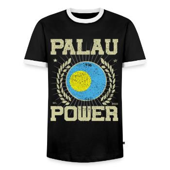 Cool Palau, Design - T-shirt contrasté Homme - noir/blanc - Devant - AI Model Female 172 light (172cm) & AI Model Male 178 light (178cm)