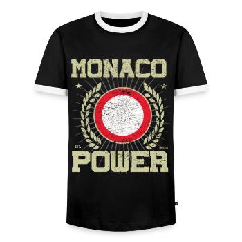 Cool Monaco, Design - T-shirt contrasté Homme - noir/blanc - Devant - AI Model Female 172 light (172cm) & AI Model Male 178 light (178cm)