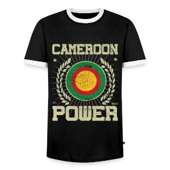 Cool Cameroun, Design - T-shirt contrasté Homme - noir/blanc - Devant - AI Model Female 172 light (172cm) & AI Model Male 178 light (178cm)