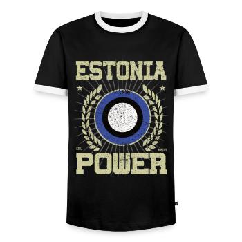 Cool Estonie, Design - T-shirt contrasté Homme - noir/blanc - Devant - AI Model Female 172 light (172cm) & AI Model Male 178 light (178cm)