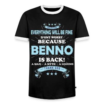 Everything will be fine Benno Is back - Men's Ringer Shirt - black/white - Front - AI Model Female 172 light (172cm) & AI Model Male 178 light (178cm)