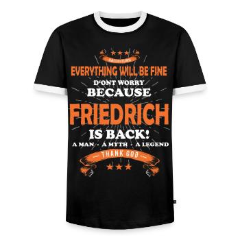 Tout ira bien Friedrich est de retour - T-shirt contrasté Homme - noir/blanc - Devant - AI Model Female 172 light (172cm) & AI Model Male 178 light (178cm)