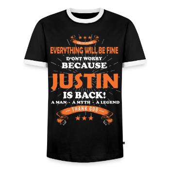 Everything will be fine Justin Is back - Men's Ringer Shirt - black/white - Front - AI Model Female 172 light (172cm) & AI Model Male 178 light (178cm)