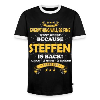 Everything will be fine Steffen Is back - Men's Ringer Shirt - black/white - Front - AI Model Female 172 light (172cm) & AI Model Male 178 light (178cm)