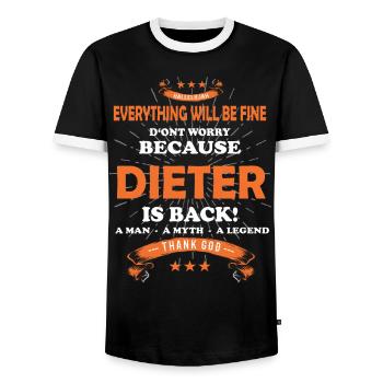 Everything will be fine Dieter Is back - Men's Ringer Shirt - black/white - Front - AI Model Female 172 light (172cm) & AI Model Male 178 light (178cm)