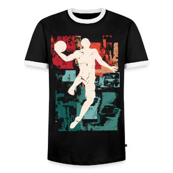Basketball Basketballer Spieler Fan Vintage Retro - Männer Kontrast-T-Shirt - Schwarz/Weiß - Vorne - AI Model Female 172 light (172cm) & AI Model Male 178 light (178cm)