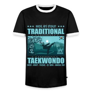 Taekwondo Südkorea Design: Für den TaekwondoFan - Männer Kontrast-T-Shirt - Schwarz/Weiß - Vorne - AI Model Female 172 light (172cm) & AI Model Male 178 light (178cm)