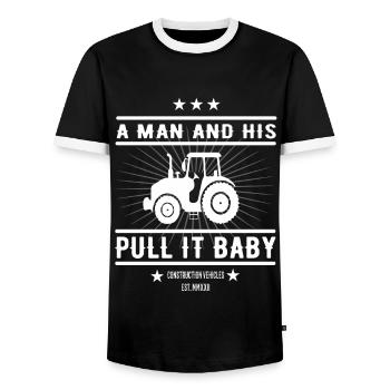 Lustiges Traktor Design: Pull It, Baby! - Männer Kontrast-T-Shirt - Schwarz/Weiß - Vorne - AI Model Female 172 light (172cm) & AI Model Male 178 light (178cm)