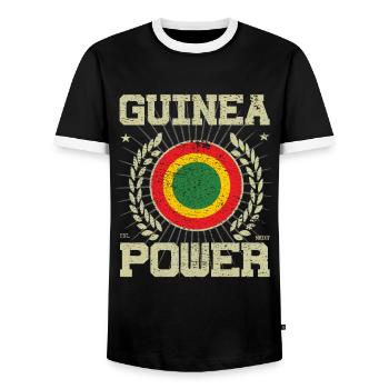 Conception de Guinée fraîche - T-shirt contrasté Homme - noir/blanc - Devant - AI Model Female 172 light (172cm) & AI Model Male 178 light (178cm)