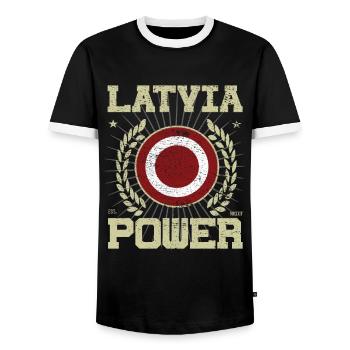 Design Cool Lettonie - T-shirt contrasté Homme - noir/blanc - Devant - AI Model Female 172 light (172cm) & AI Model Male 178 light (178cm)