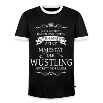 Seine Majestät der Wüstling betritt den Raum - Männer Kontrast-T-Shirt - Schwarz/Weiß - Vorne - AI Model Female 172 light (172cm) & AI Model Male 178 light (178cm)