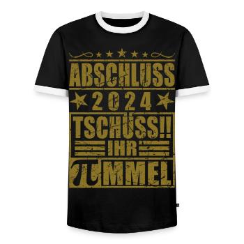 Abschluss 2024 - Männer Kontrast-T-Shirt - Schwarz/Weiß - Vorne - AI Model Female 172 light (172cm) & AI Model Male 178 light (178cm)