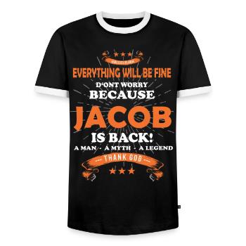 Tout ira bien Jacob est de retour - T-shirt contrasté Homme - noir/blanc - Devant - AI Model Female 172 light (172cm) & AI Model Male 178 light (178cm)