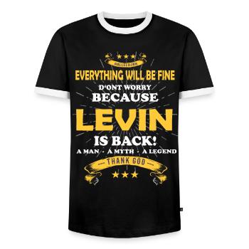 Everything will be fine Levin Is back - Men's Ringer Shirt - black/white - Front - AI Model Female 172 light (172cm) & AI Model Male 178 light (178cm)