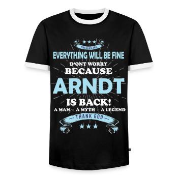 Everything will be fine Arndt Is back - Men's Ringer Shirt - black/white - Front - AI Model Female 172 light (172cm) & AI Model Male 178 light (178cm)