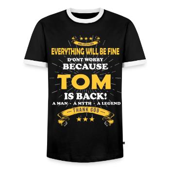 Everything will be fine Tom Is back - Men's Ringer Shirt - black/white - Front - AI Model Female 172 light (172cm) & AI Model Male 178 light (178cm)