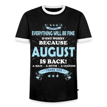Everything will be fine August Is back - Männer Kontrast-T-Shirt - Schwarz/Weiß - Vorne - AI Model Female 172 light (172cm) & AI Model Male 178 light (178cm)