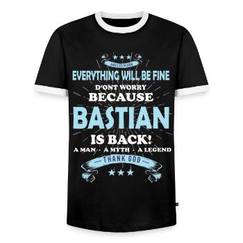 Everything will be fine Bastian Is back - Männer Kontrast-T-Shirt - Schwarz/Weiß - Vorne - AI Model Female 172 light (172cm) & AI Model Male 178 light (178cm)