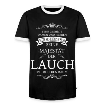 Sa Majesté le Poireau entre dans la pièce - T-shirt contrasté Homme - noir/blanc - Devant - AI Model Female 172 light (172cm) & AI Model Male 178 light (178cm)