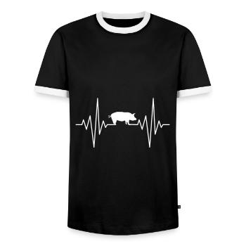 Mon cœur dort pour la conception de cochons domestiques - T-shirt contrasté Homme - noir/blanc - Devant - AI Model Female 172 light (172cm) & AI Model Male 178 light (178cm)
