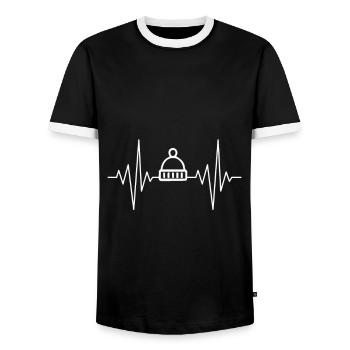 Mon cœur dort pour la conception de chapeaux à pompons - T-shirt contrasté Homme - noir/blanc - Devant - AI Model Female 172 light (172cm) & AI Model Male 178 light (178cm)