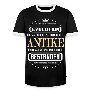 Die Antike überragend und mit Erfolg bestanden - Männer Kontrast-T-Shirt - Schwarz/Weiß - Vorne - AI Model Female 172 light (172cm) & AI Model Male 178 light (178cm)